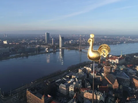 Beautiful Riga view from above with top of the Dome cathedral. Stock Footage 84048081