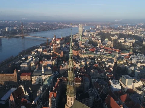 Beautiful Riga view from above with top of the Dome cathedral. Stock Footage 84048082