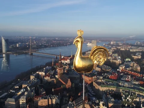 Beautiful Riga view from above with top of the Dome cathedral. Stock Footage 84048093