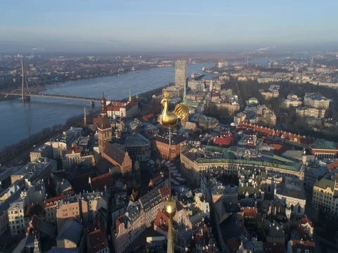 Beautiful Riga view from above with top of the Dome cathedral. Stock Footage 84048111