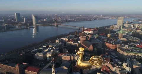 Beautiful Riga view from above with top of the Dome cathedral. Stock Footage 84048112