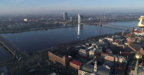 Beautiful Riga view from above with top of the Dome cathedral. Stock Footage 84048140