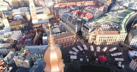 Beautiful Riga view from above with top of the Dome cathedral. Stock Footage 84048727