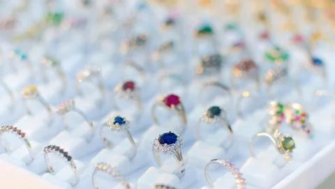 Beautiful ring with blue gem Stock Photos