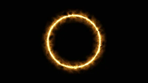 Beautiful ring of fire on black background. Abstract solar fire circle Stock Footage 143336249