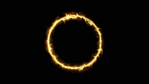 Beautiful ring of fire on black background. Abstract solar fire circle Stock Footage 143336326