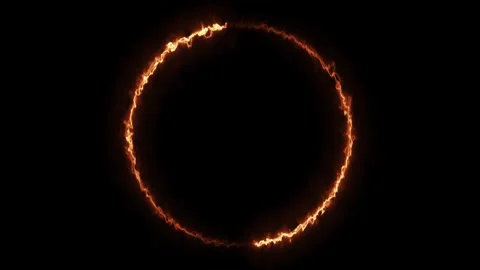 Beautiful ring of fire on black background. Abstract solar fire circle. Video stock 251327677