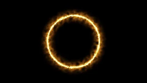Beautiful ring of fire on black background. Abstract solar fire circle Stock Illustration