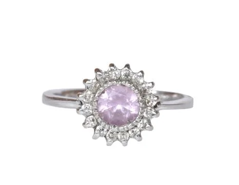 Beautiful ring with gem isolated on white Stock Photos