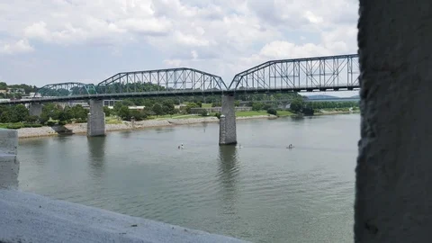 A beautiful river and bridge 스톡 동영상 76507042