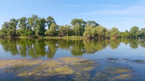 Beautiful river backwater in the summer Stock Footage 283768017