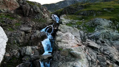 Beautiful river with clean drinking water in the highlands among the rocks Stock Footage 138430467
