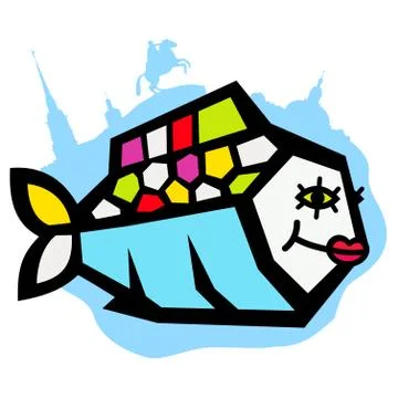 Beautiful river fish logo Stock Illustration