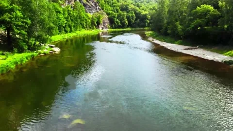 Beautiful river in the forest mountains Stock Footage 149321045