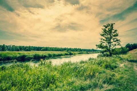 Beautiful river landscape Stock Photos