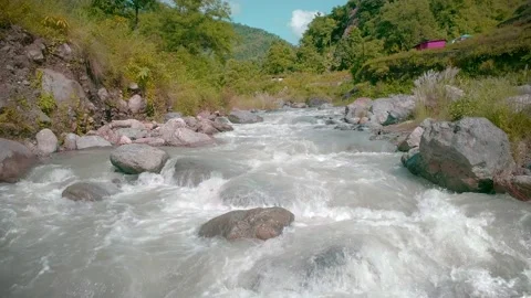 Beautiful River In The Mountain Valley Stockbeeldmateriaal 234179520