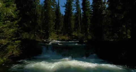 Beautiful river in the mountains. Powerful mountain stream. Spring brook. Stock Footage 152131637