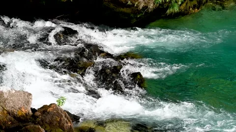 Beautiful river in nature. Cascade on river. Stock Footage 248016573