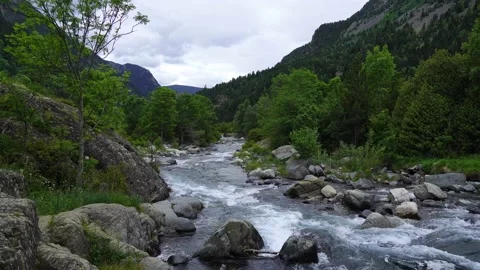  beautiful river in the pyrenees Stock Footage 160334335