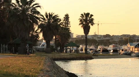 Beautiful river scenery at sunset Stock Footage 58495575