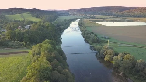 Beautiful river seen from above.  Stock-Footage 80308056