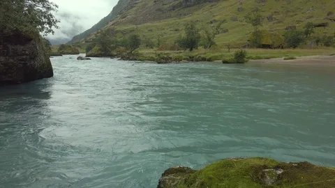 Beautiful river stream in Norway Stock Footage