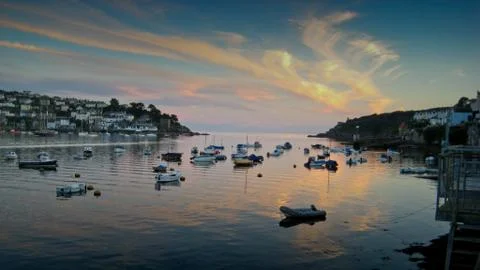 A beautiful river sunset Stock Photos