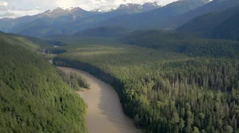 Beautiful river valley aerial Stock Footage
