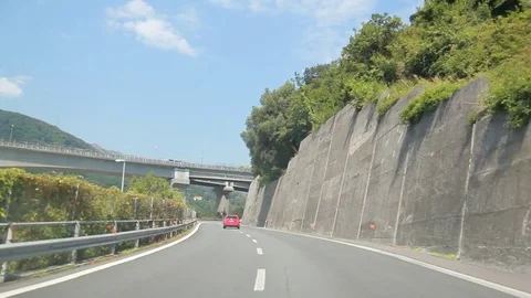 A beautiful road in the mountains, road junctions and aqueducts. Stock Footage 73377505