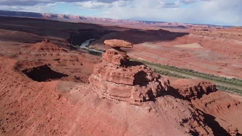Beautiful Rock Formation of Eagle Mesa and Mexican Hat Stock Footage 171732065