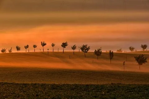 Beautiful rolling landscape in South Moravia called Moravian Tuscany. Stock Photos