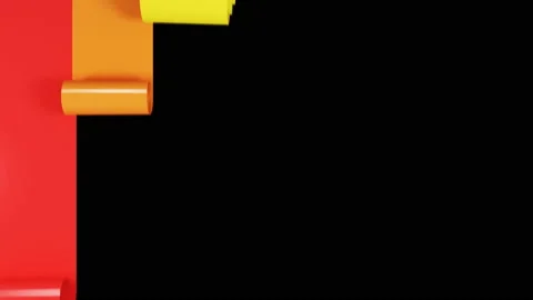 Beautiful Rolls of Multi-colored Plastic Tape Unwinding Down, Forming a Rainbow Stock Footage 117630002