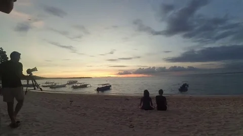 Beautiful Romantic Beach Sunset Time Lapse in Indonesia Video stock 74643803