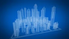 Video Beautiful Rotating Blueprint Of Contemporary Buildings Blue Beautiful Rotating Blueprint Of Contemporary Buildings Blue Color Constructionstock Footage