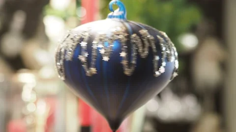 Beautiful Rotating Christmas Tree Decorations, London, UK Stock Footage 225290237