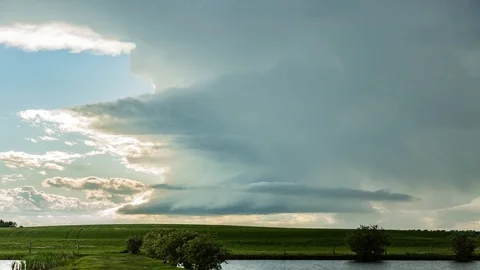 Beautiful rotating supercell and storm over the Canadian Prairies Stock Footage 116272602
