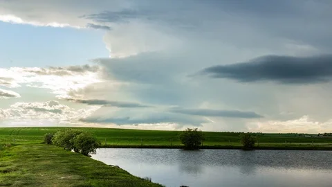 Beautiful rotating supercell and storm over the Canadian Prairies Stock Footage 116272765