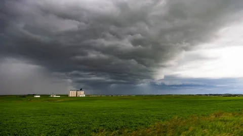 Beautiful rotating supercell and storm over the Canadian Prairies Stock Footage 116277181