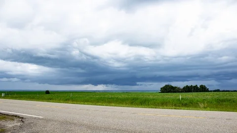 Beautiful rotating supercell and storm over the Canadian Prairies Stock Footage 116277422