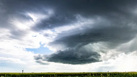 Beautiful rotating supercell and storm over the Canadian Prairies Stock Footage 116277613