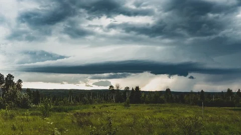 Beautiful rotating supercell and storm over the Canadian Prairies Stock Footage 116279192