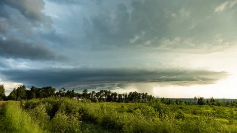Beautiful rotating supercell and storm over the Canadian Prairies Stock Footage 116279237