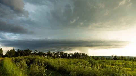 Beautiful rotating supercell and storm over the Canadian Prairies Stock Footage 116279633