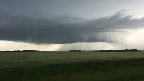 Beautiful rotating supercell and storm over the Canadian Prairies Stock Footage 116279635
