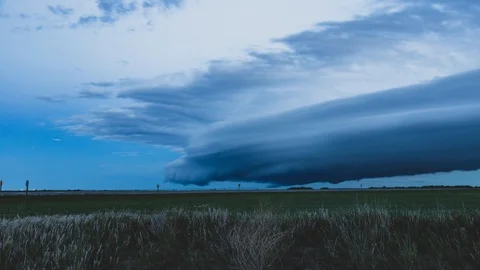 Beautiful rotating supercell and storm over the Canadian Prairies Stock Footage 116279744