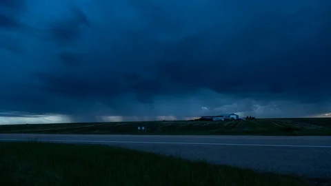 Beautiful rotating supercell and storm over the Canadian Prairies Stock Footage 116281060
