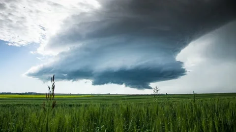 Beautiful rotating supercell over the Albertan Prairies. Stock Footage 143325941