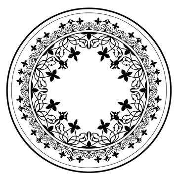 Beautiful round frame arabesque. Round Monochrome plate . Vintage, ethnic vector Stock Illustration