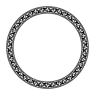 Beautiful round frame with floral elements, arabesques. Plate with floral design 스톡 일러스트