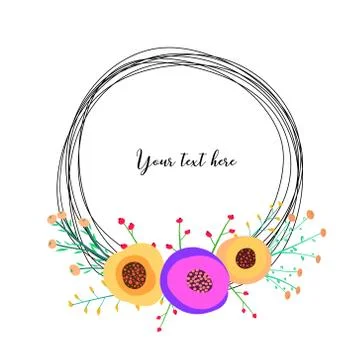 Beautiful round frames with flower for decoration. Decorative element for wed Stock Illustration